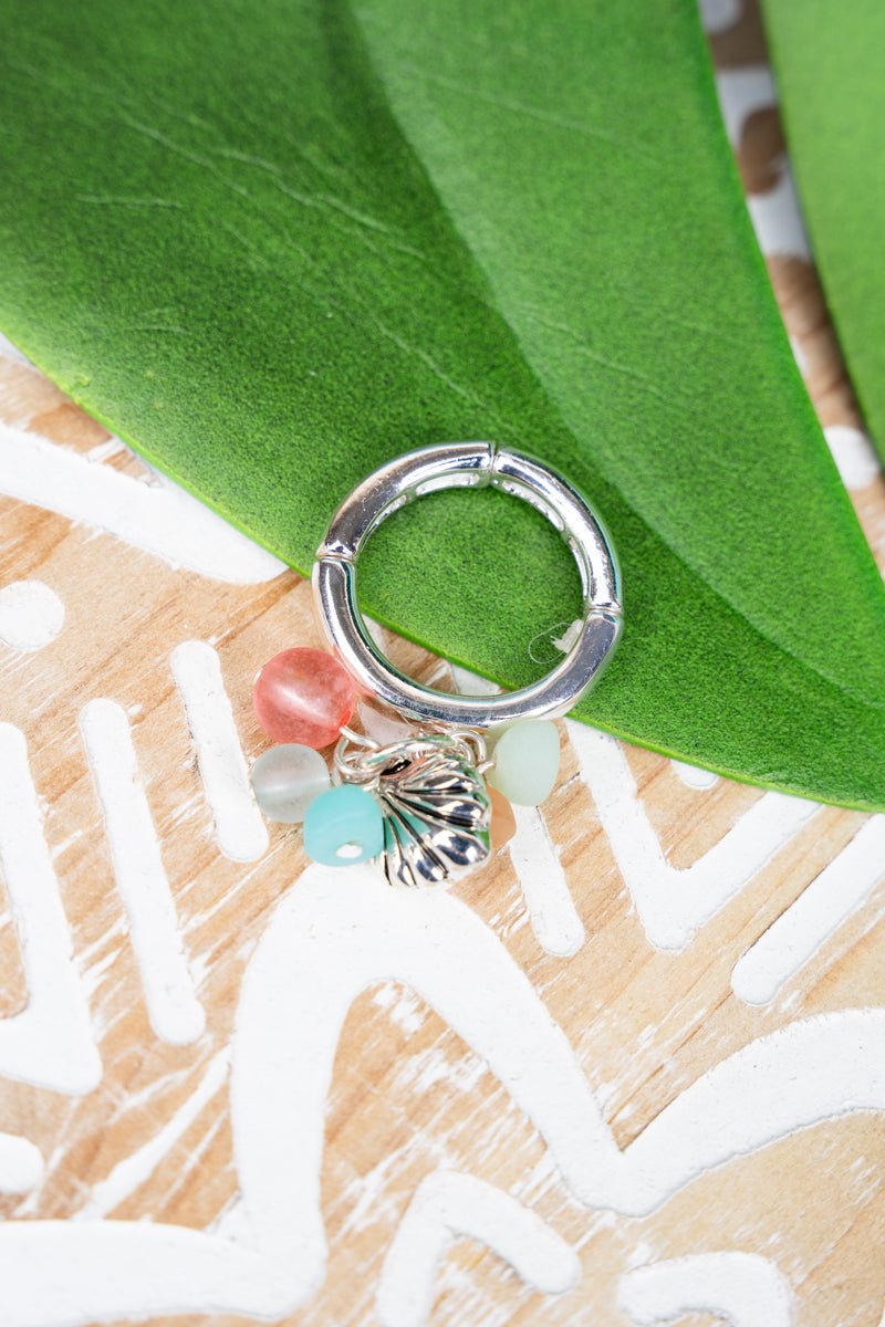 SALE! Multi - Color Sea Glass and Seashell Cluster Ring - Wholesale Accessory Market