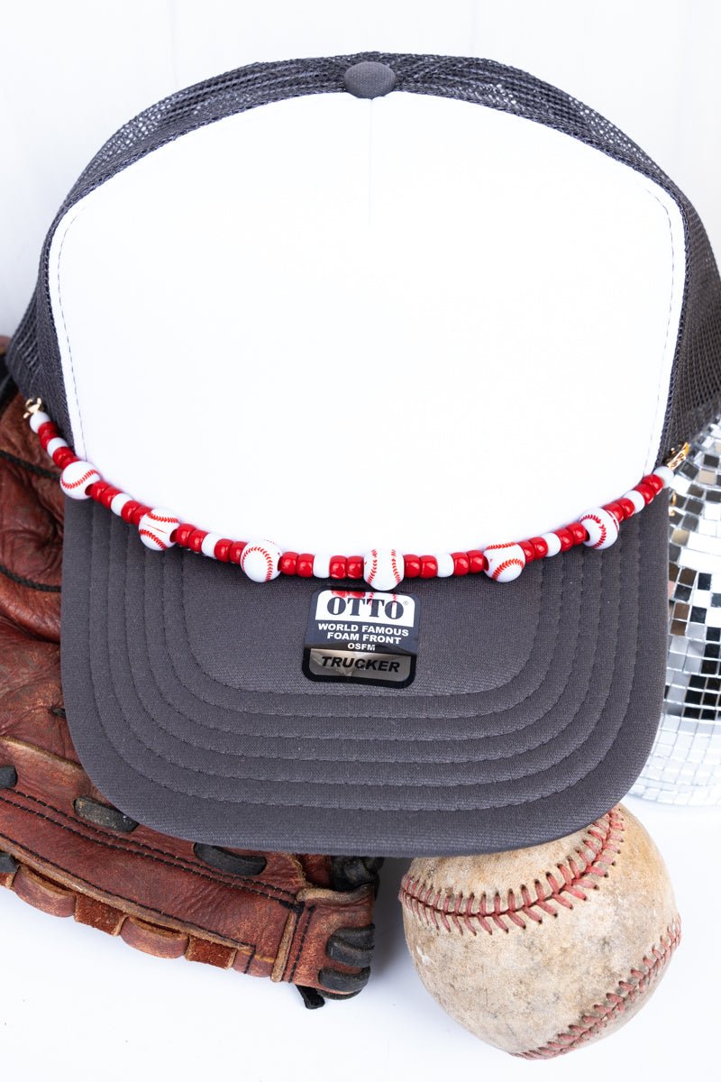 Baseball Season Red Beaded Hat Chain - Wholesale Accessory Market