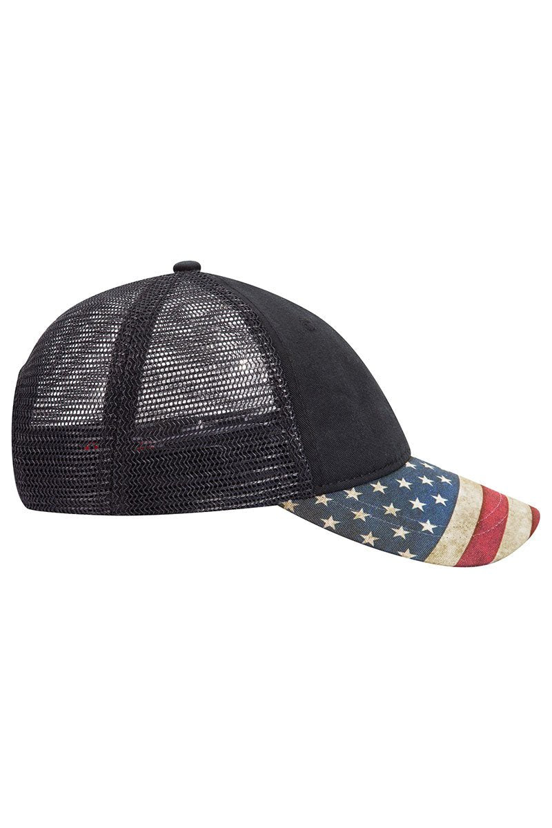 OTTO Black with USA Flag Low Profile Trucker Hat - Wholesale Accessory Market