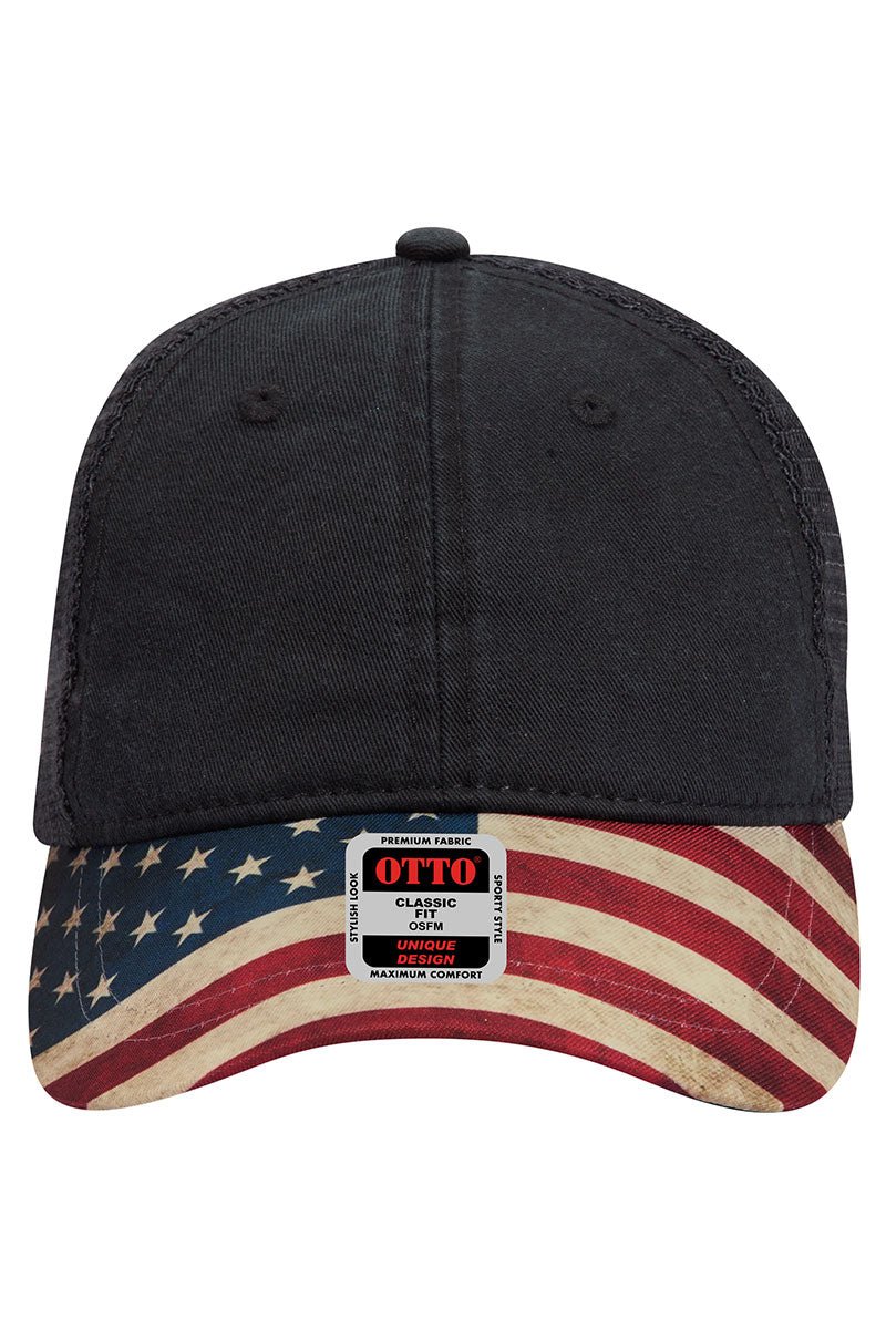 OTTO Black with USA Flag Low Profile Trucker Hat - Wholesale Accessory Market