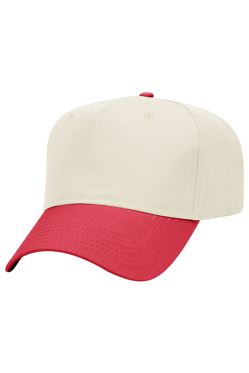 OTTO Red and Natural Crown Split Mid Profile Baseball Cap - Wholesale Accessory Market