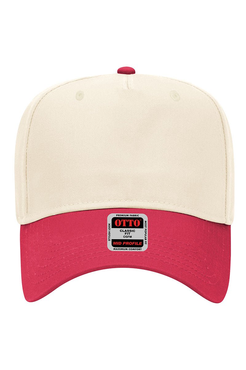 OTTO Red and Natural Crown Split Mid Profile Baseball Cap - Wholesale Accessory Market