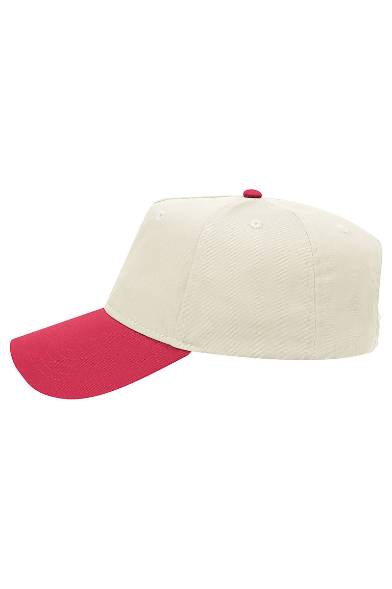 OTTO Red and Natural Crown Split Mid Profile Baseball Cap - Wholesale Accessory Market