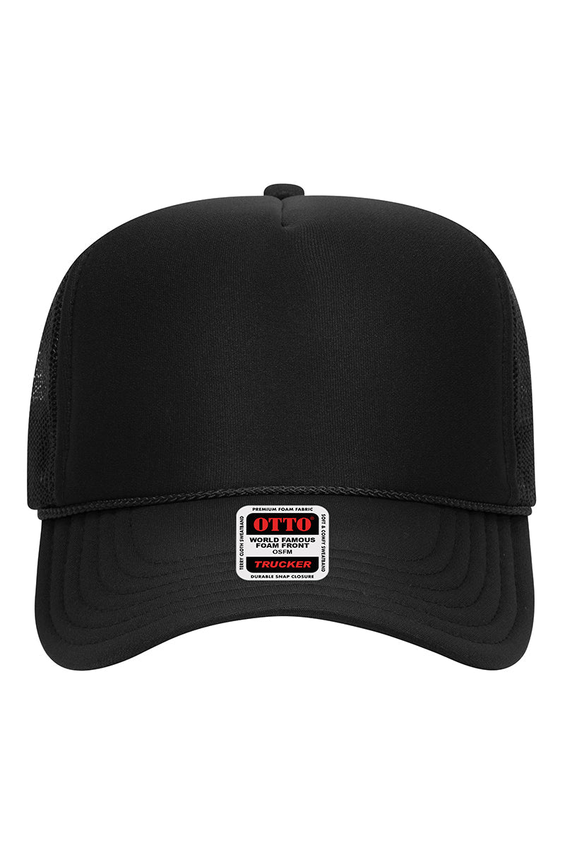 OTTO Black Foam Front High Crown Trucker Hat - Wholesale Accessory Market