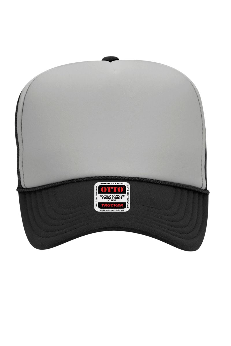 OTTO Black with Gray Foam Front High Crown Trucker Hat - Wholesale Accessory Market