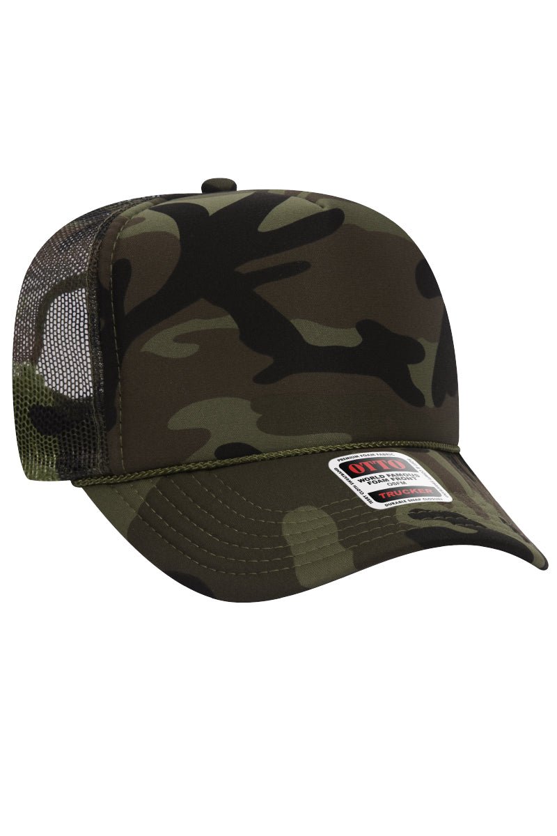 OTTO Camo Foam Front High Crown Trucker Hat - Wholesale Accessory Market