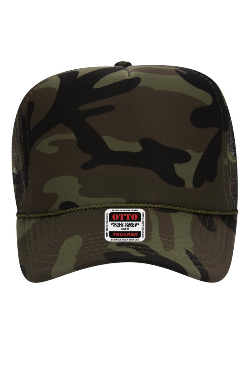 OTTO Camo Foam Front High Crown Trucker Hat - Wholesale Accessory Market