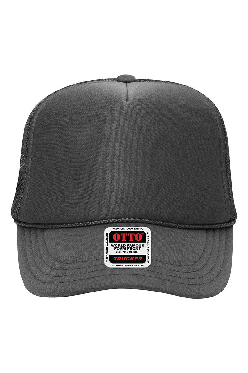 Charcoal Gray Foam Front High Crown Trucker Hat - Wholesale Accessory Market