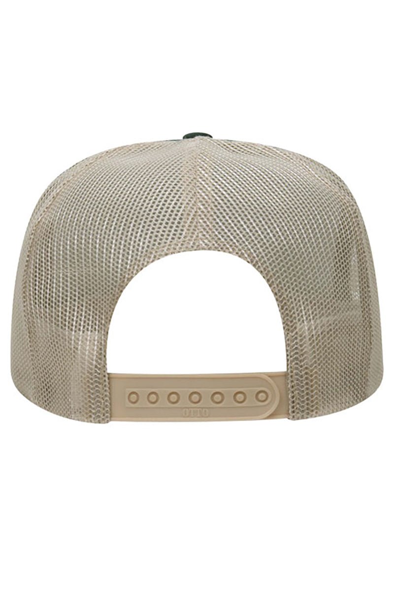 OTTO Dark Green and Khaki Foam Front High Crown Back Split Color Trucker Hat - Wholesale Accessory Market