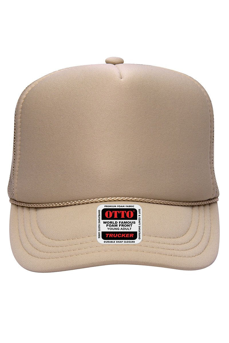 OTTO Khaki Foam Front High Crown Trucker Hat - Wholesale Accessory Market