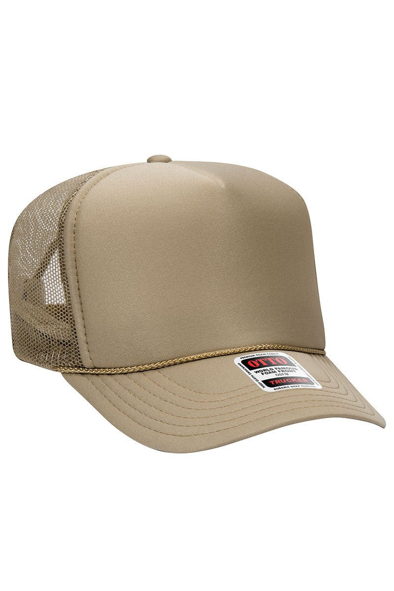 OTTO Khaki Foam Front High Crown Trucker Hat - Wholesale Accessory Market