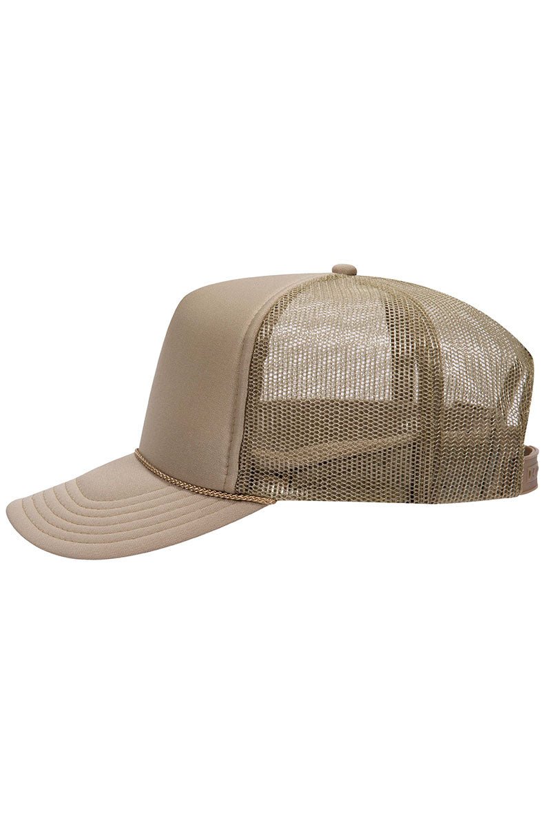 OTTO Khaki Foam Front High Crown Trucker Hat - Wholesale Accessory Market