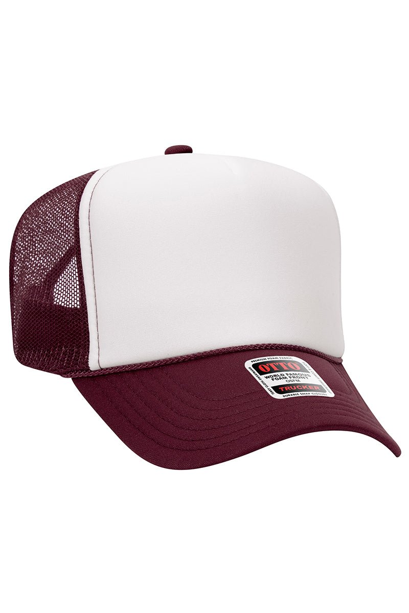 OTTO Maroon with White Foam Front High Crown Trucker Hat - Wholesale Accessory Market