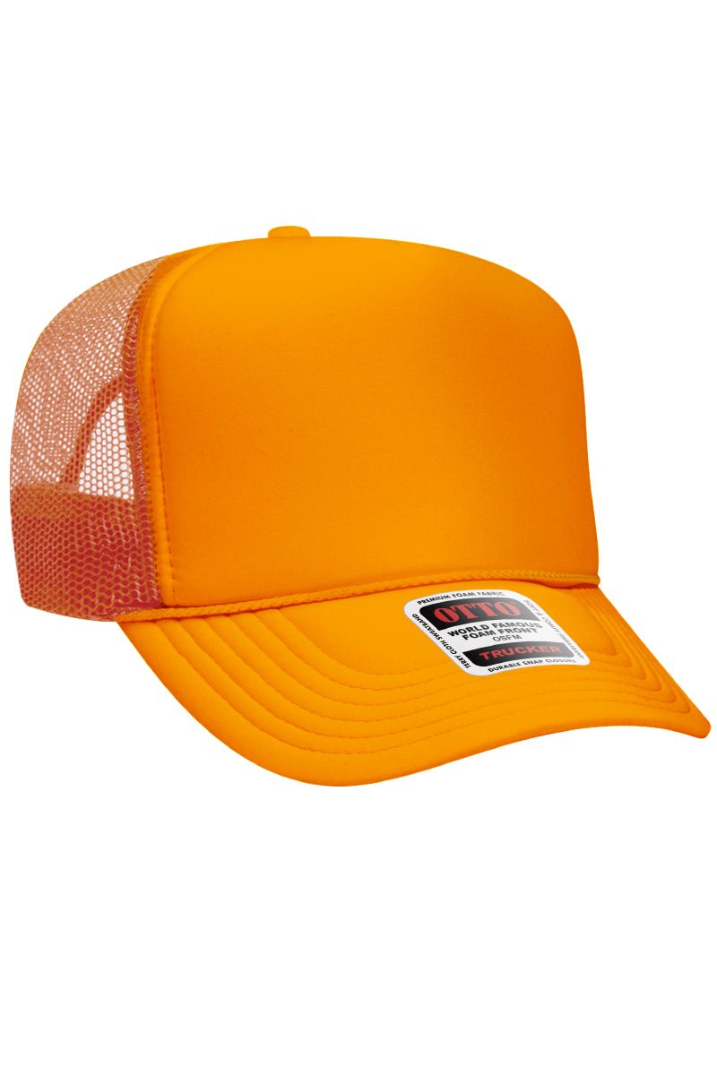 OTTO Neon Orange Foam Front High Crown Trucker Hat - Wholesale Accessory Market