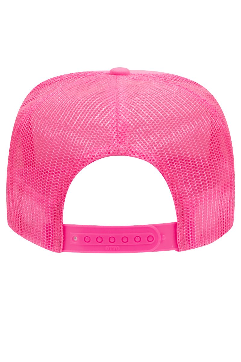 OTTO Neon Pink with White Foam Front High Crown Trucker Hat - Wholesale Accessory Market