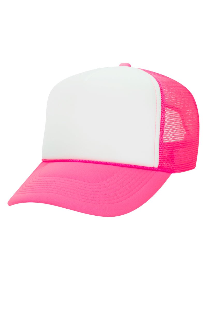 OTTO Neon Pink with White Foam Front High Crown Trucker Hat - Wholesale Accessory Market