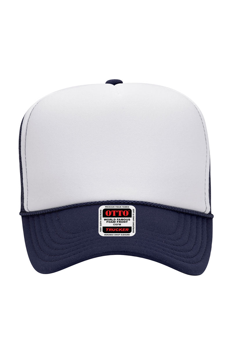 OTTO Navy with White Foam Front High Crown Trucker Hat - Wholesale Accessory Market