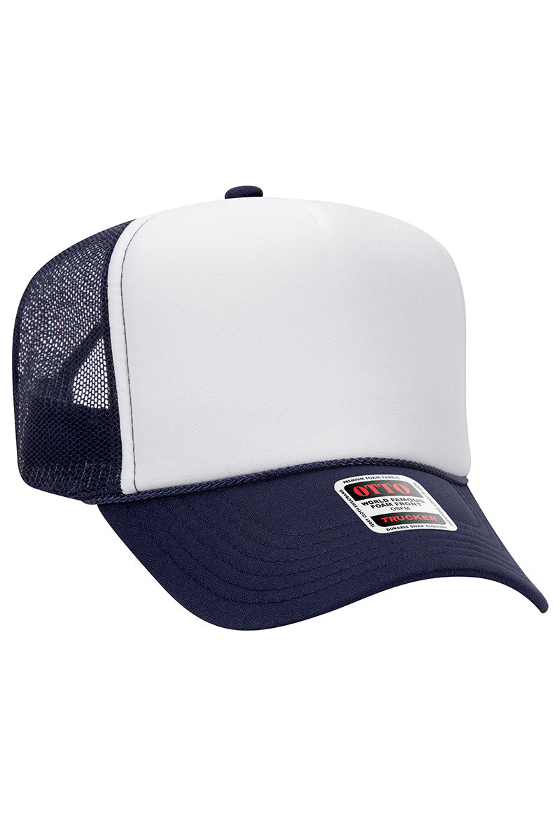 OTTO Navy with White Foam Front High Crown Trucker Hat - Wholesale Accessory Market