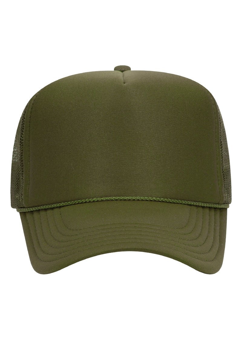 OTTO Olive Green Foam Front High Crown Trucker Hat - Wholesale Accessory Market