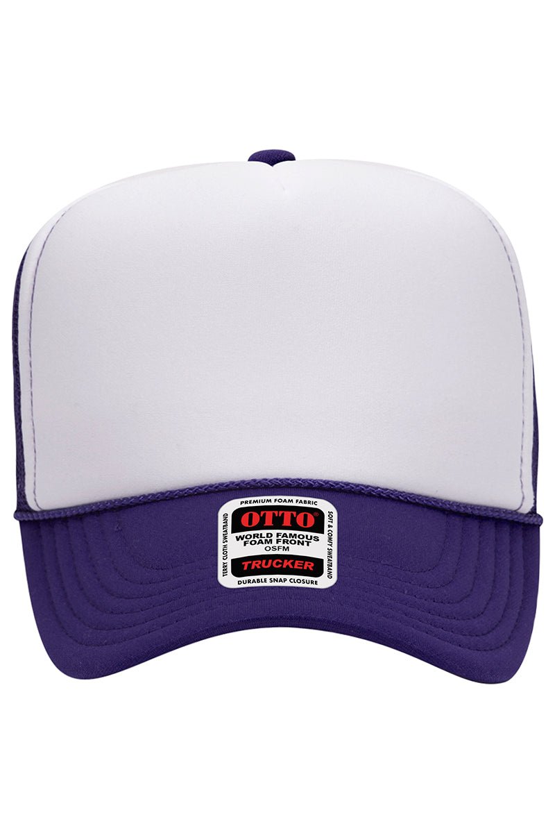 OTTO Purple with White Foam Front High Crown Trucker Hat - Wholesale Accessory Market