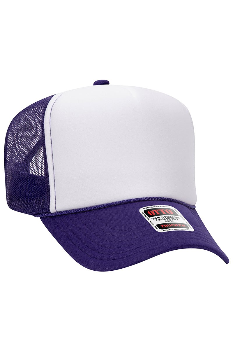 OTTO Purple with White Foam Front High Crown Trucker Hat - Wholesale Accessory Market