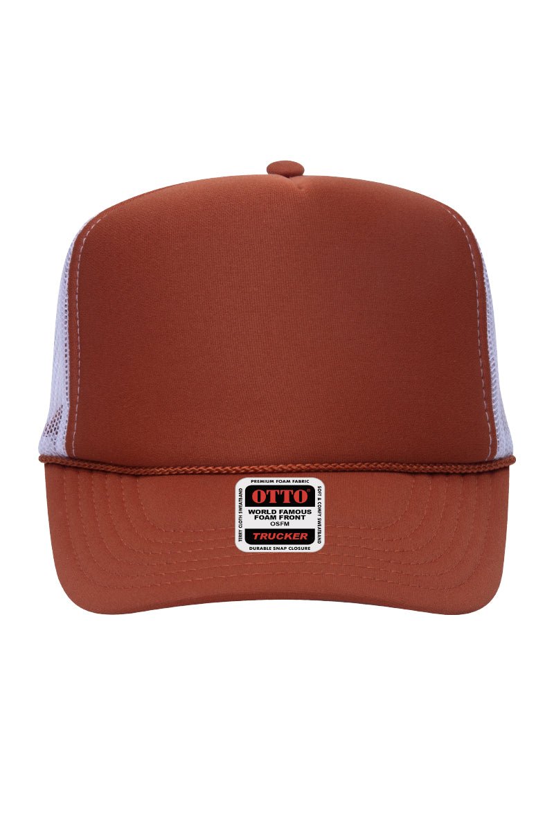 OTTO Texas Orange and White Foam Front High Crown Back Split Color Trucker Hat - Wholesale Accessory Market