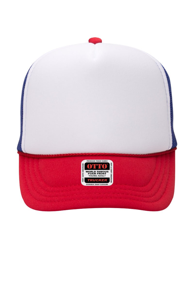 OTTO Youth Size Red, White, and Blue Foam Front High Crown Trucker Hat - Wholesale Accessory Market