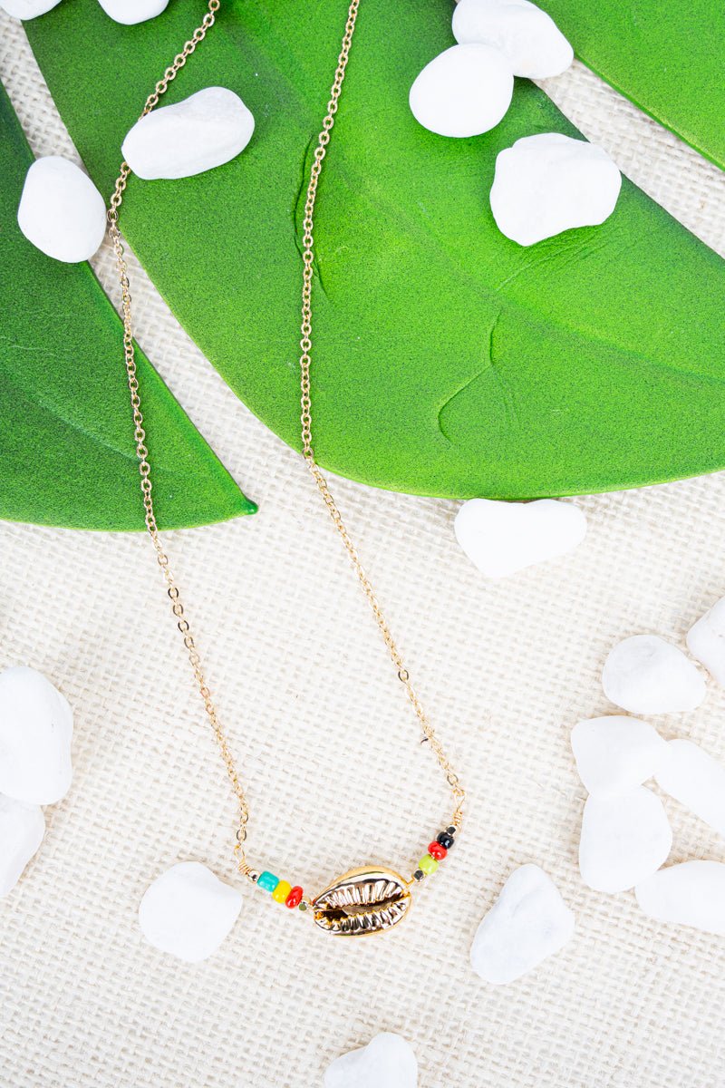 Crystal Avenue Treasure Cay Goldtone & Multi - Color Cowrie Necklace - Wholesale Accessory Market