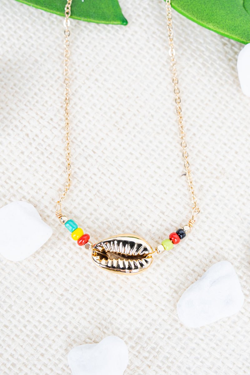 Crystal Avenue Treasure Cay Goldtone & Multi - Color Cowrie Necklace - Wholesale Accessory Market