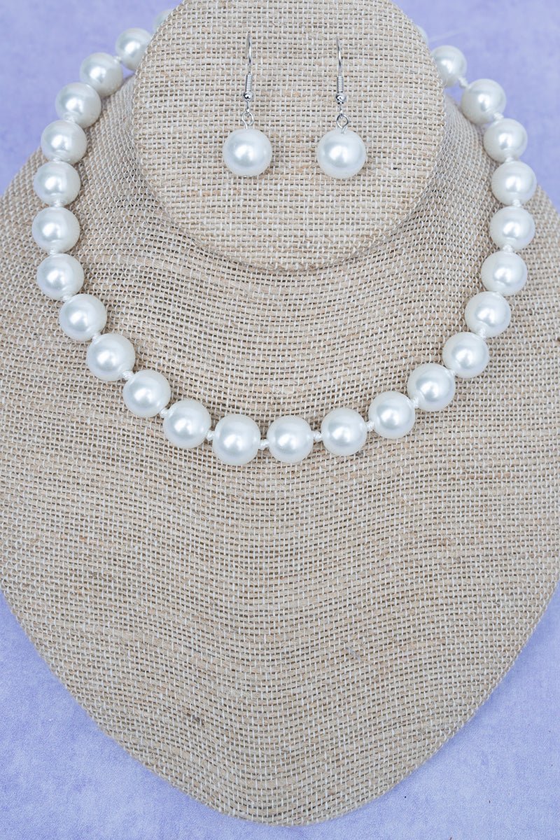 Crystal Avenue The Classic Edit Pearl Necklace and Earring Set - Wholesale Accessory Market