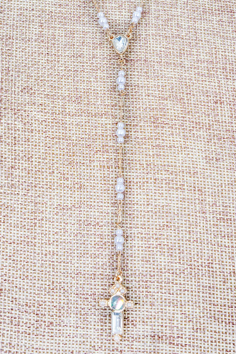 Crystal Avenue Steadfast Goldtone Cross Y Necklace - Wholesale Accessory Market