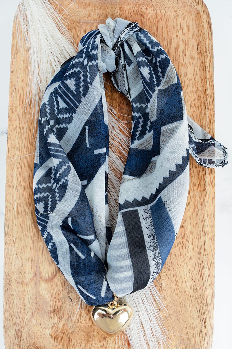 Crystal Avenue Fierce at Heart Aztec Scarf Necklace - Wholesale Accessory Market