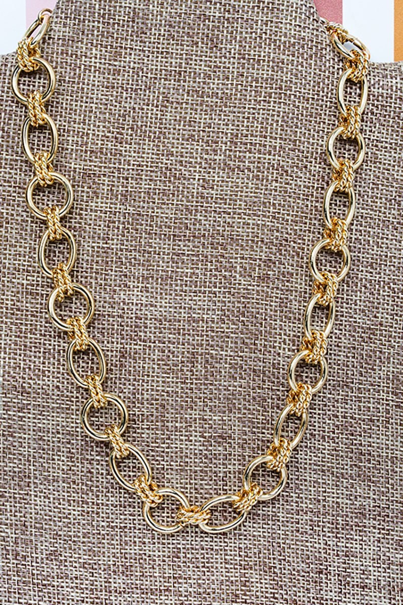 Crystal Avenue Executive Glam Goldtone Link Necklace - Wholesale Accessory Market
