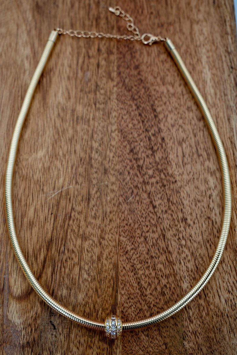 Crystal Avenue Liquid Light Goldtone Omega Chain Necklace - Wholesale Accessory Market