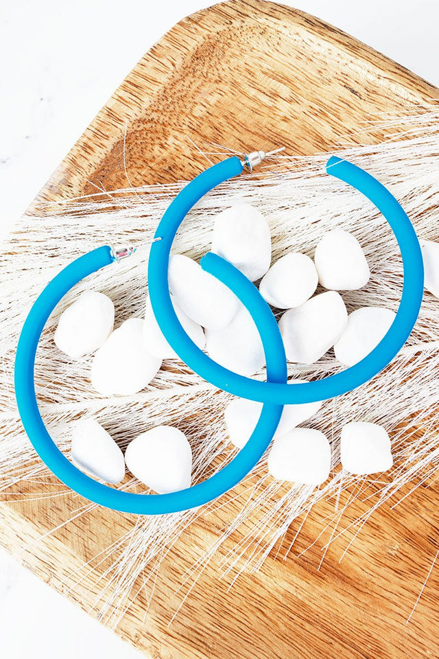 Crystal Avenue Neon Nights Blue Hoop Earrings - Wholesale Accessory Market
