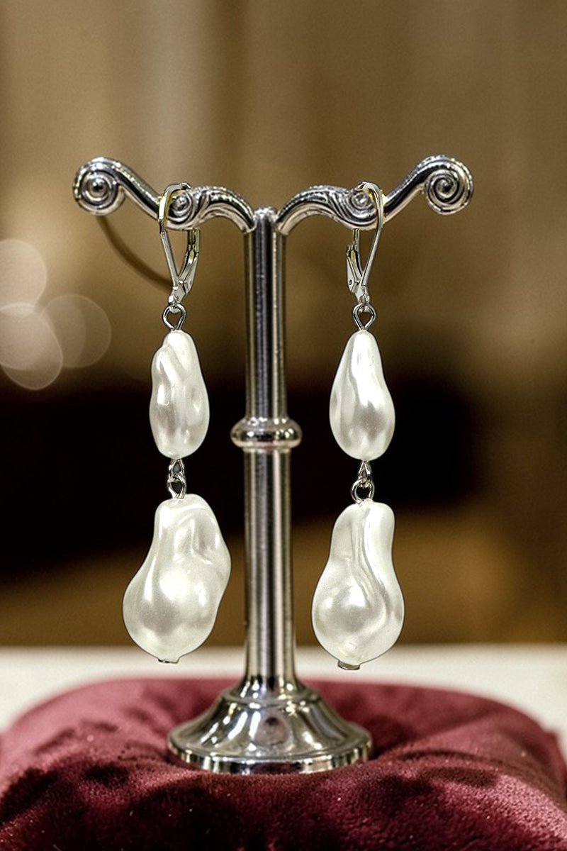 Crystal Avenue The Pearl Edit Silvertone Huggie Hoop Earrings - Wholesale Accessory Market