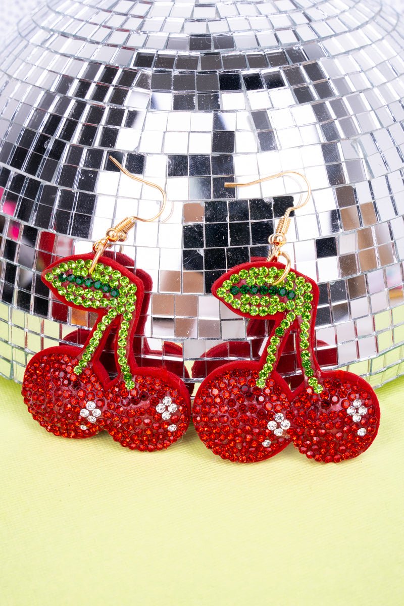 Crystal Avenue Sparkling Red Cherry Earrings - Wholesale Accessory Market