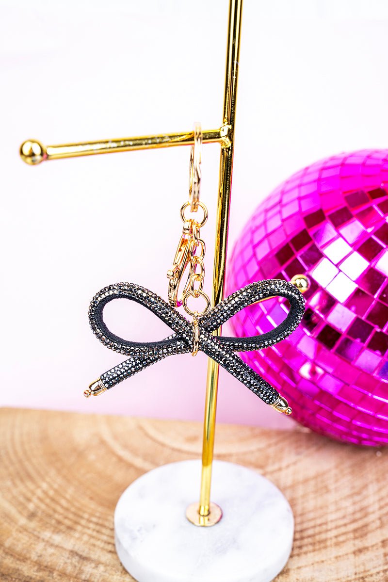 Crystal Avenue Sparkling Hematite Bow Keychain - Wholesale Accessory Market