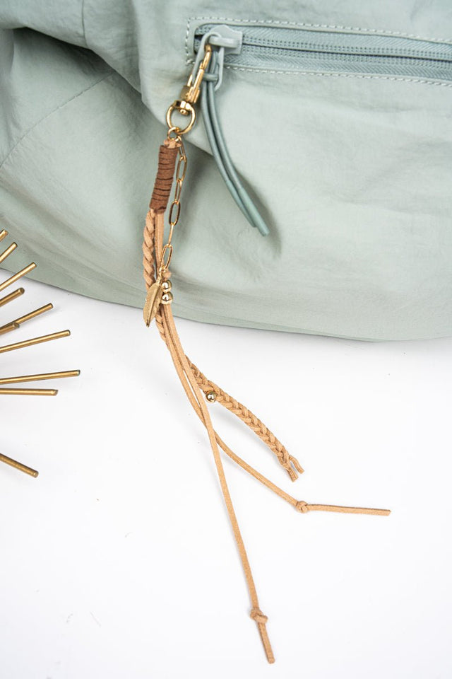 Crystal Avenue Brown Flights of Fancy Faux Suede Bag Charm - Wholesale Accessory Market