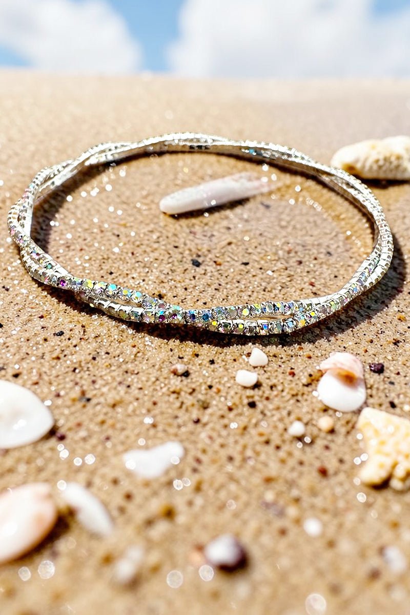 Crystal Avenue Twilight Twist Iridescent Crystal Silvertone Anklet - Wholesale Accessory Market