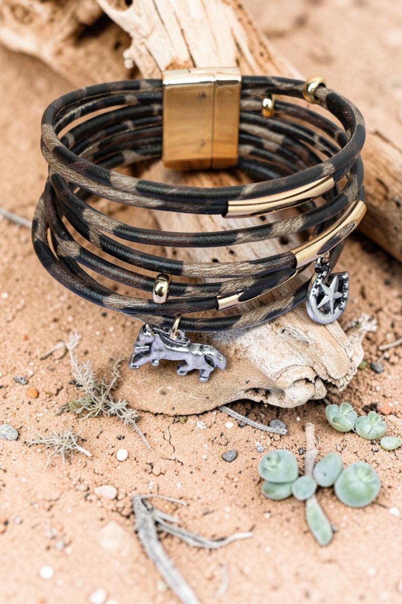 Crystal Avenue Horseshoe Heights Leopard Multi - Strand Magnetic Bracelet - Wholesale Accessory Market