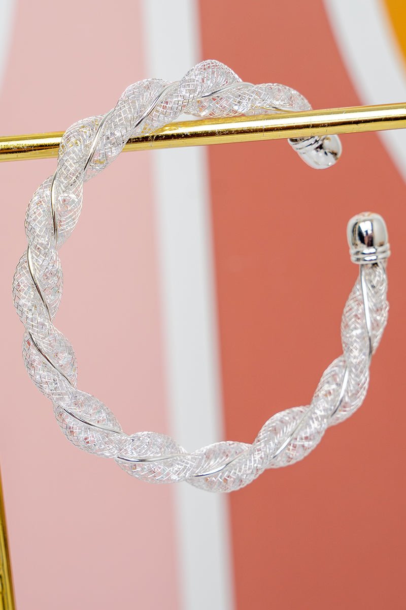 Crystal Avenue Stylish Twist Silvertone Cuff Bracelet - Wholesale Accessory Market