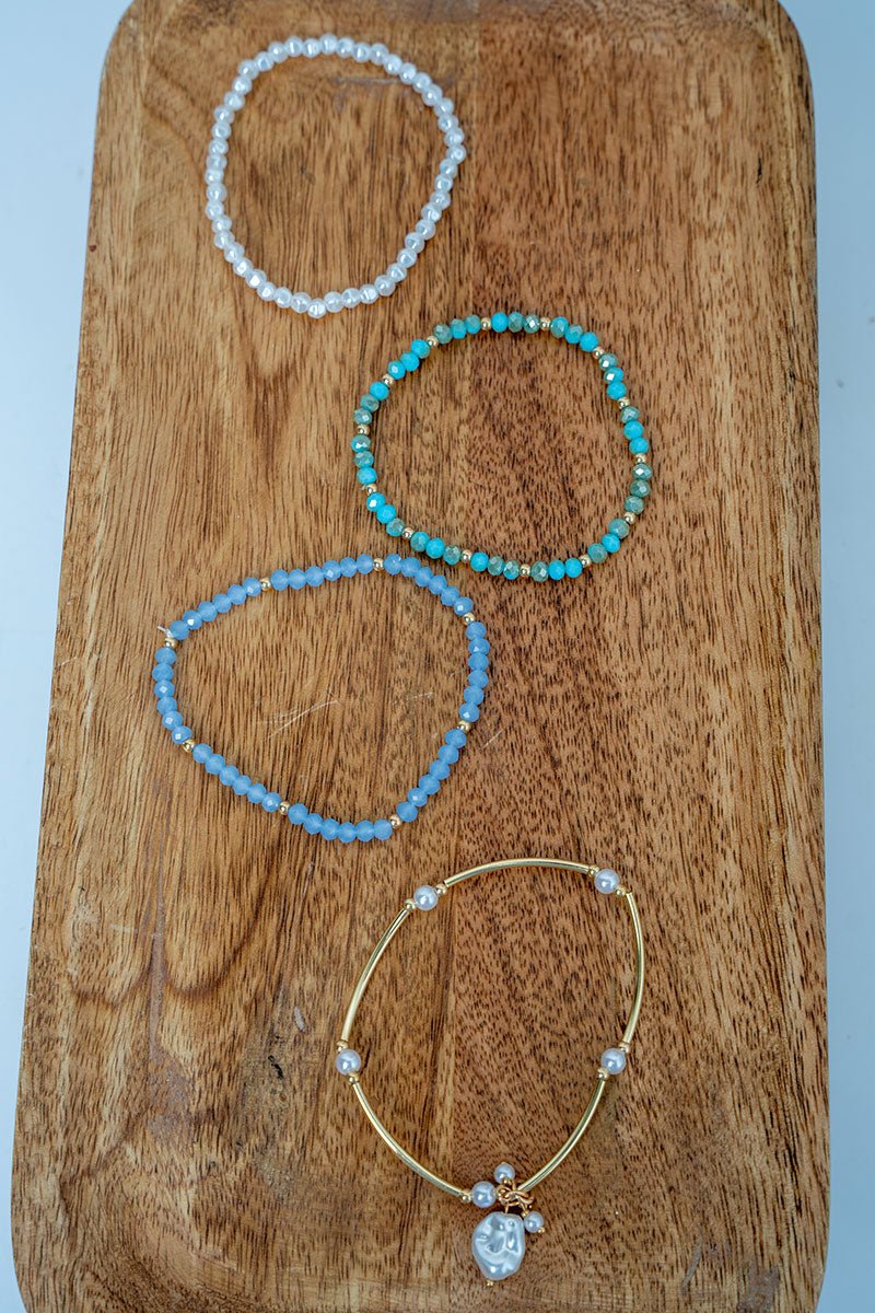 Crystal Avenue Light Blue Boardwalk Beads Bracelet Set - Wholesale Accessory Market