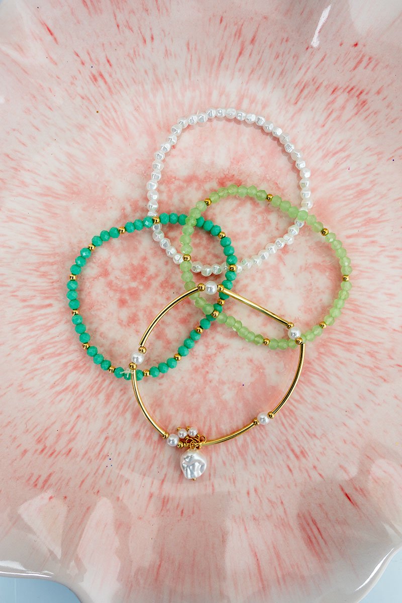 Crystal Avenue Mint Boardwalk Beads Bracelet Set - Wholesale Accessory Market