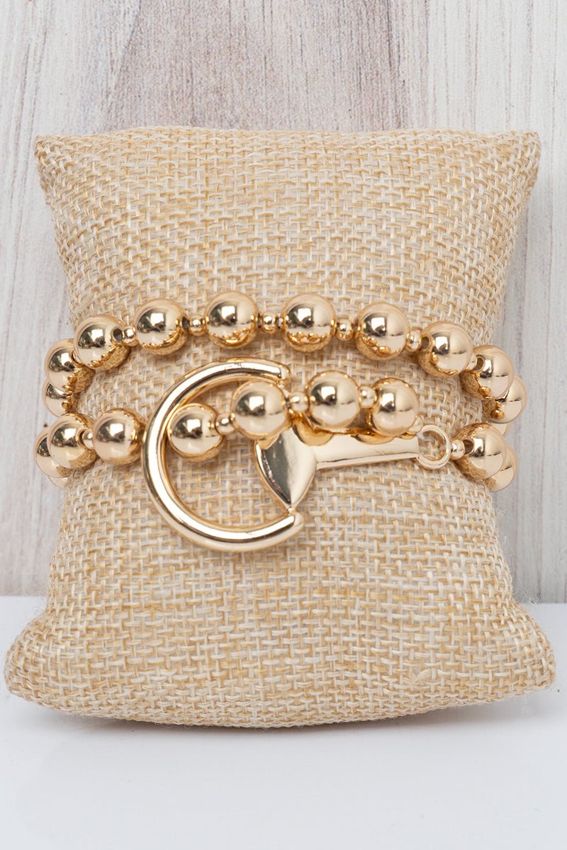 Crystal Avenue Threaded Tack Goldtone Beaded Wrap Bracelet - Wholesale Accessory Market