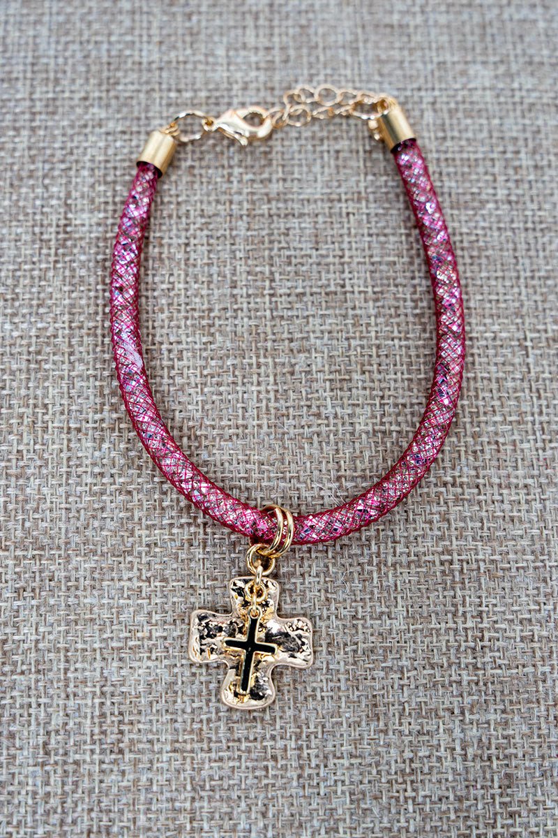 Crystal Avenue Light Rose Crystal Crossfire Goldtone Bracelet - Wholesale Accessory Market