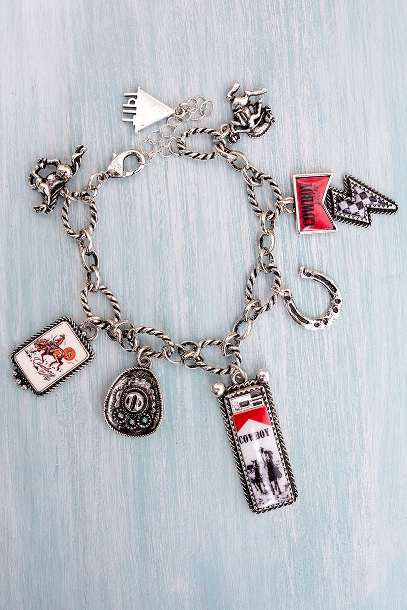TIPI Trailfire Cowboy Silvertone Charm Bracelet - Wholesale Accessory Market