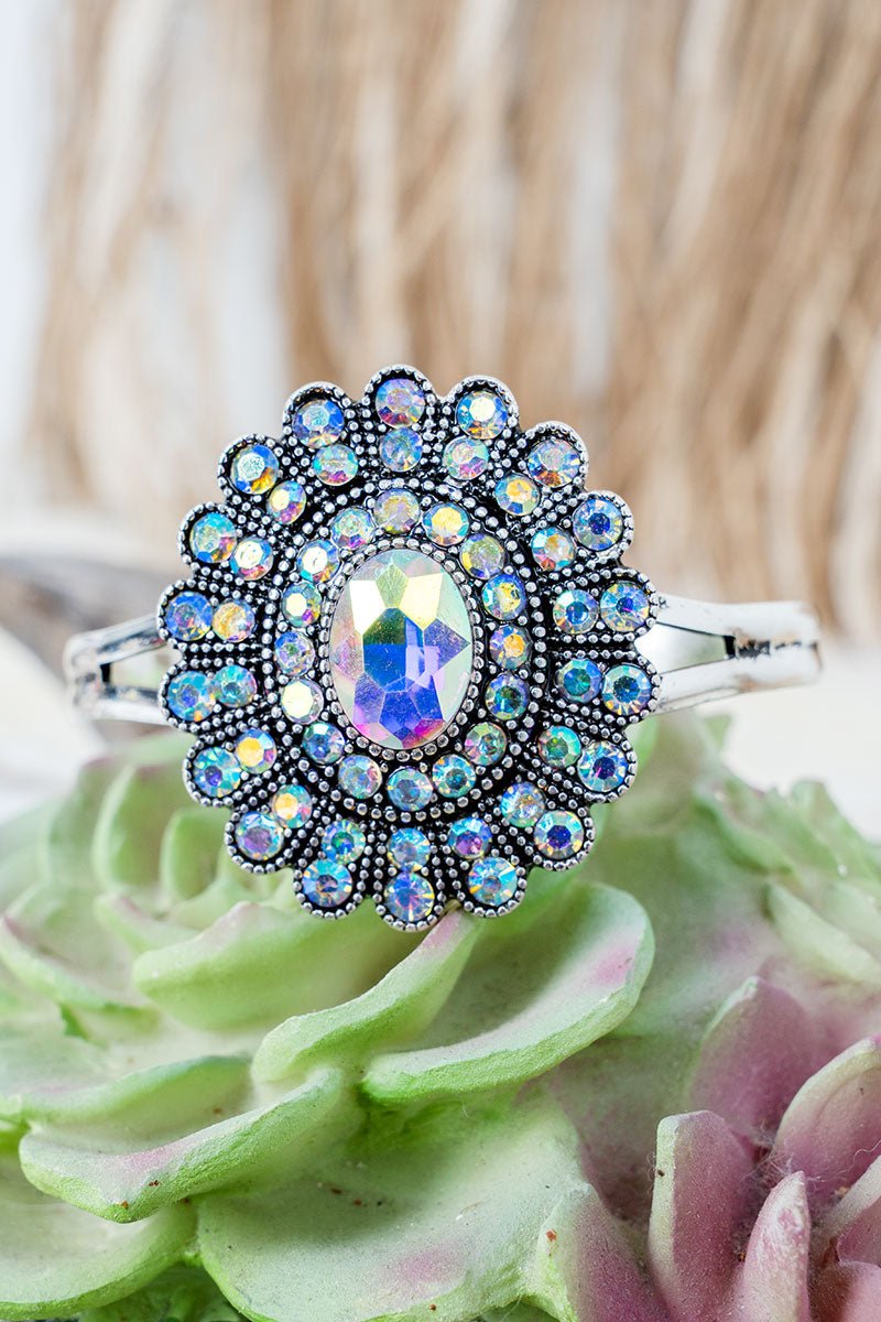 TIPI Iridescent Spurs & Sparkle Silvertone Cuff Bracelet - Wholesale Accessory Market