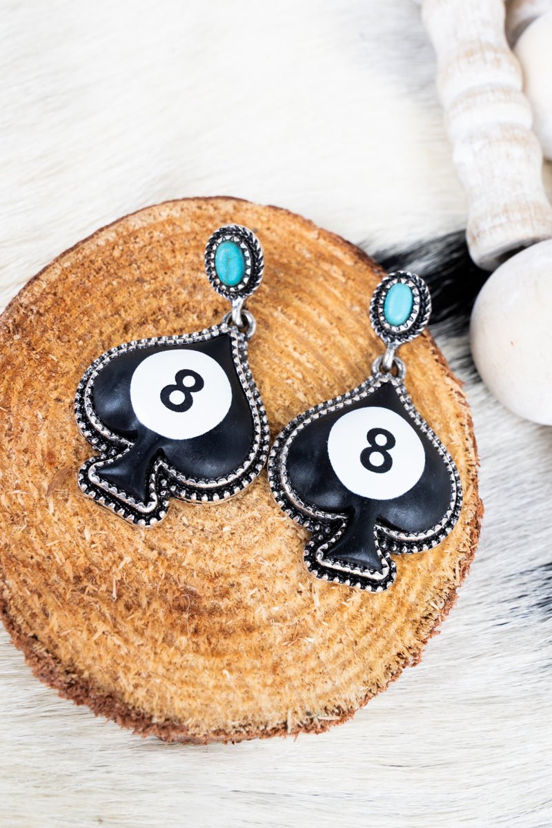TIPI The 8 Ball Of Spades Turquoise & Silvertone Earrings - Wholesale Accessory Market