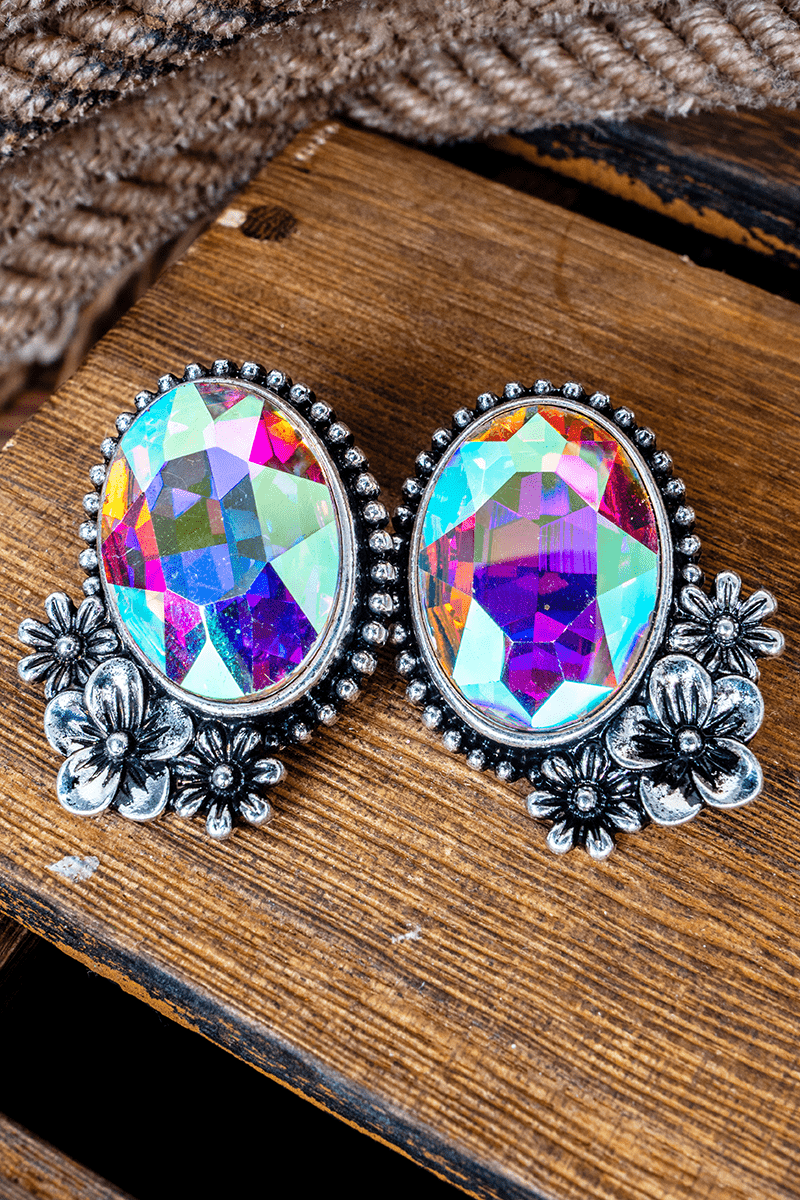 TIPI Iridescent Main Event Blooms Silvertone Earrings - Wholesale Accessory Market